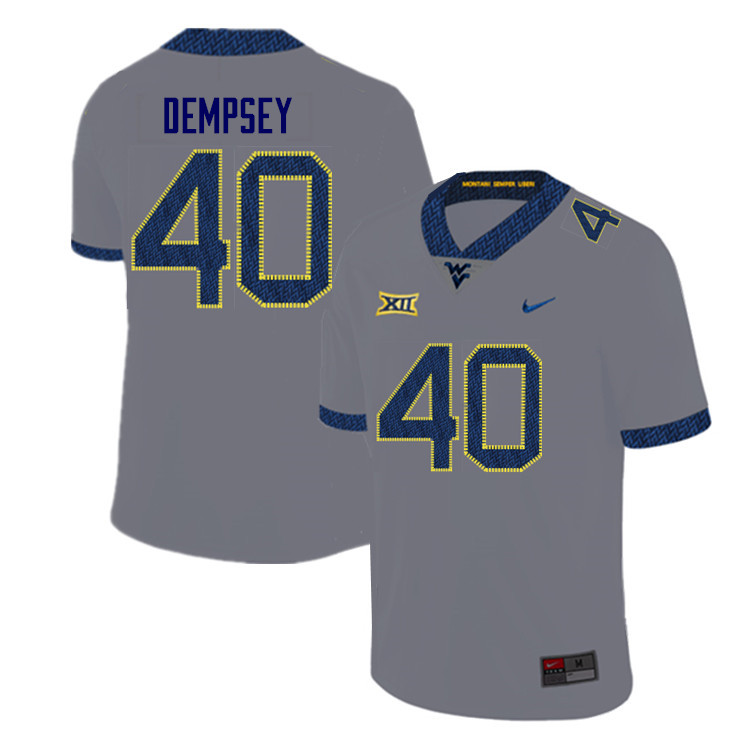 NCAA Men's Jordan Dempsey West Virginia Mountaineers Gray #40 Nike Stitched Football College Authentic Jersey AE23J53SA